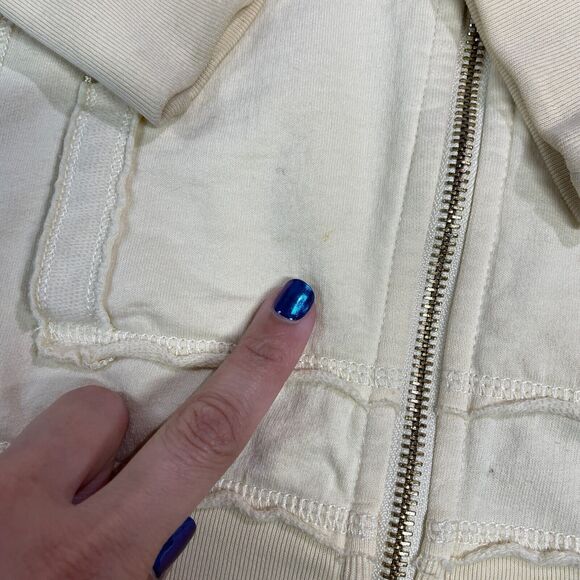 Twisted Heart Sweater Women L Yellow Full Zip Hoodie Star Sequin Y2K Grunge - Picture 6 of 8